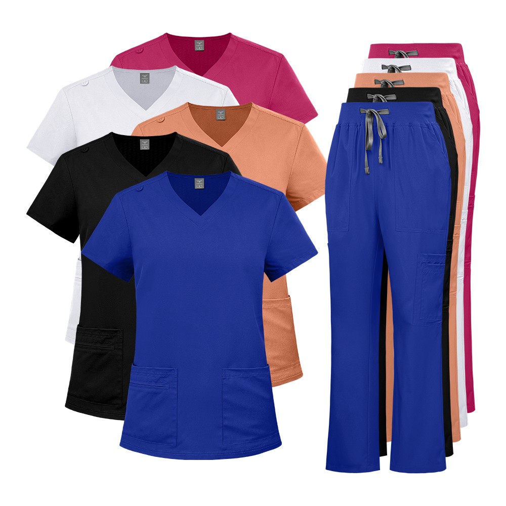 2025 New Nurse Scrub Set – Flare Pants & V-Neck, Breathable & Comfortable