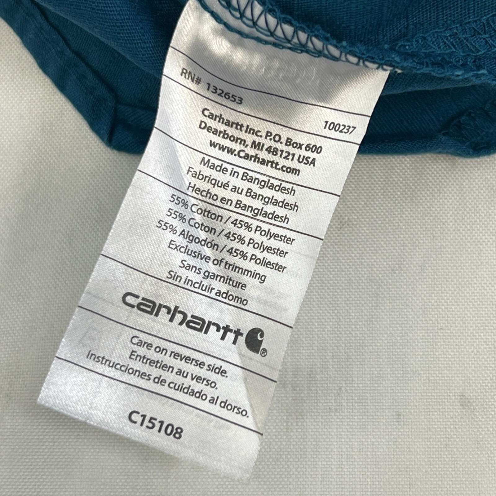 Carhartt Men’s V-Neck Utility Scrub Top Teal Pocket Size M