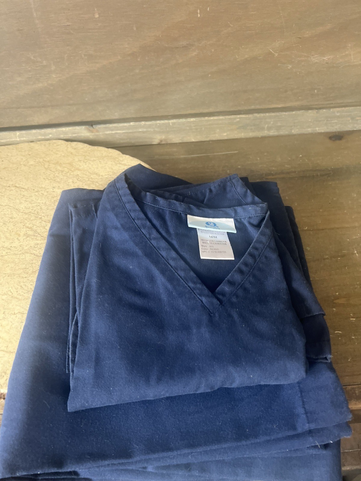 SB Scrubs UNISEX Medical Scrub Top AND PANTS SET Size MEDIUM INDIGO