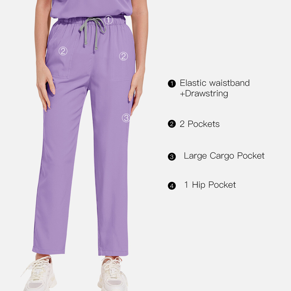 New Nurse Uniform Women Men Scrub Set V-Neck Top Straight Cargo Pants Summer
