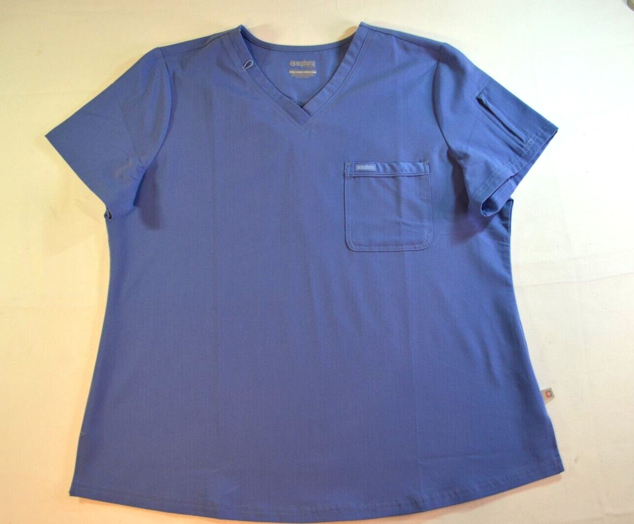 Cherokee Professionals Pullover V-Neck Scrub Top Ceil Blue XL Euphoria CK788A