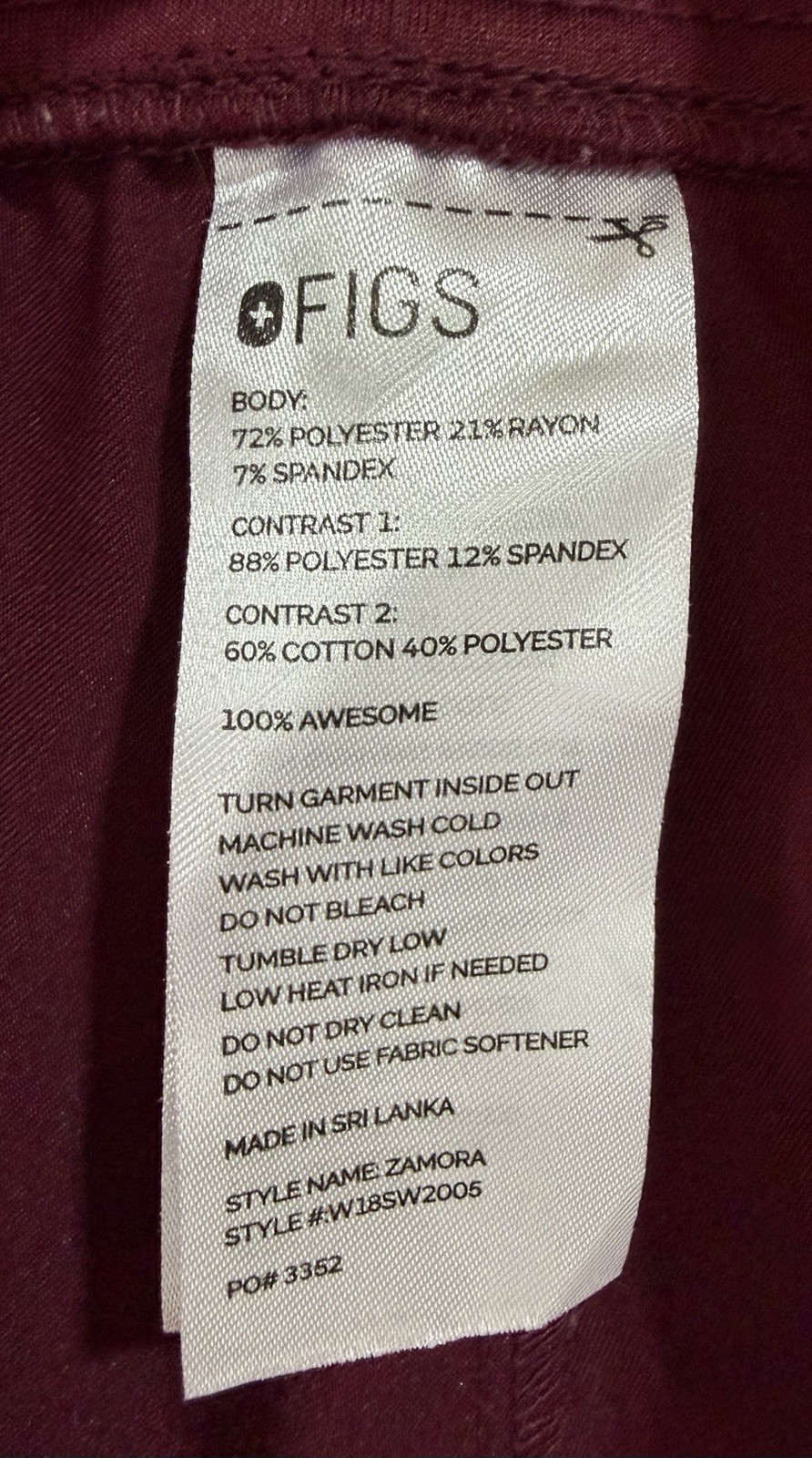 Figs Zamora Jogger Scrub Pants Women Sz M Burgundy Technical Collection