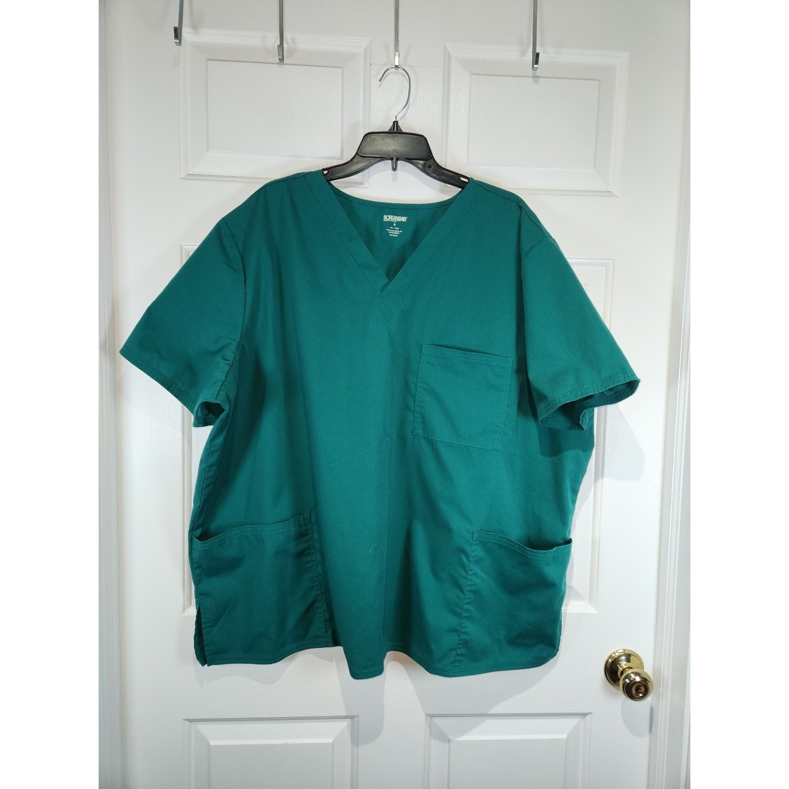 ScrubStar Women’s Sz 3X Hunter Green Short Sleeved Scrub Top Shirt Pockets