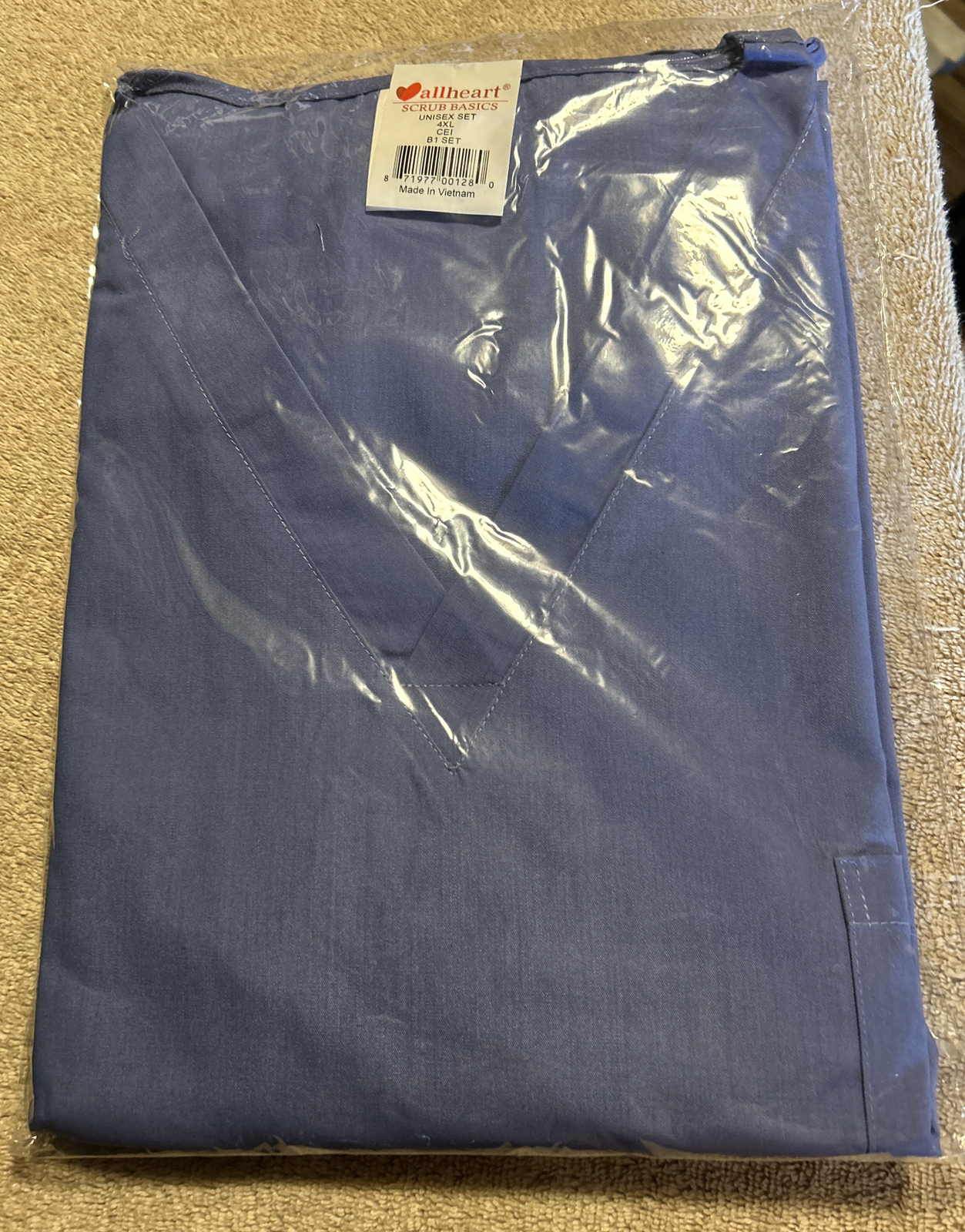 Allheart Unisex Scrubs Basics Size 4XL Blue Top Bottom Set New