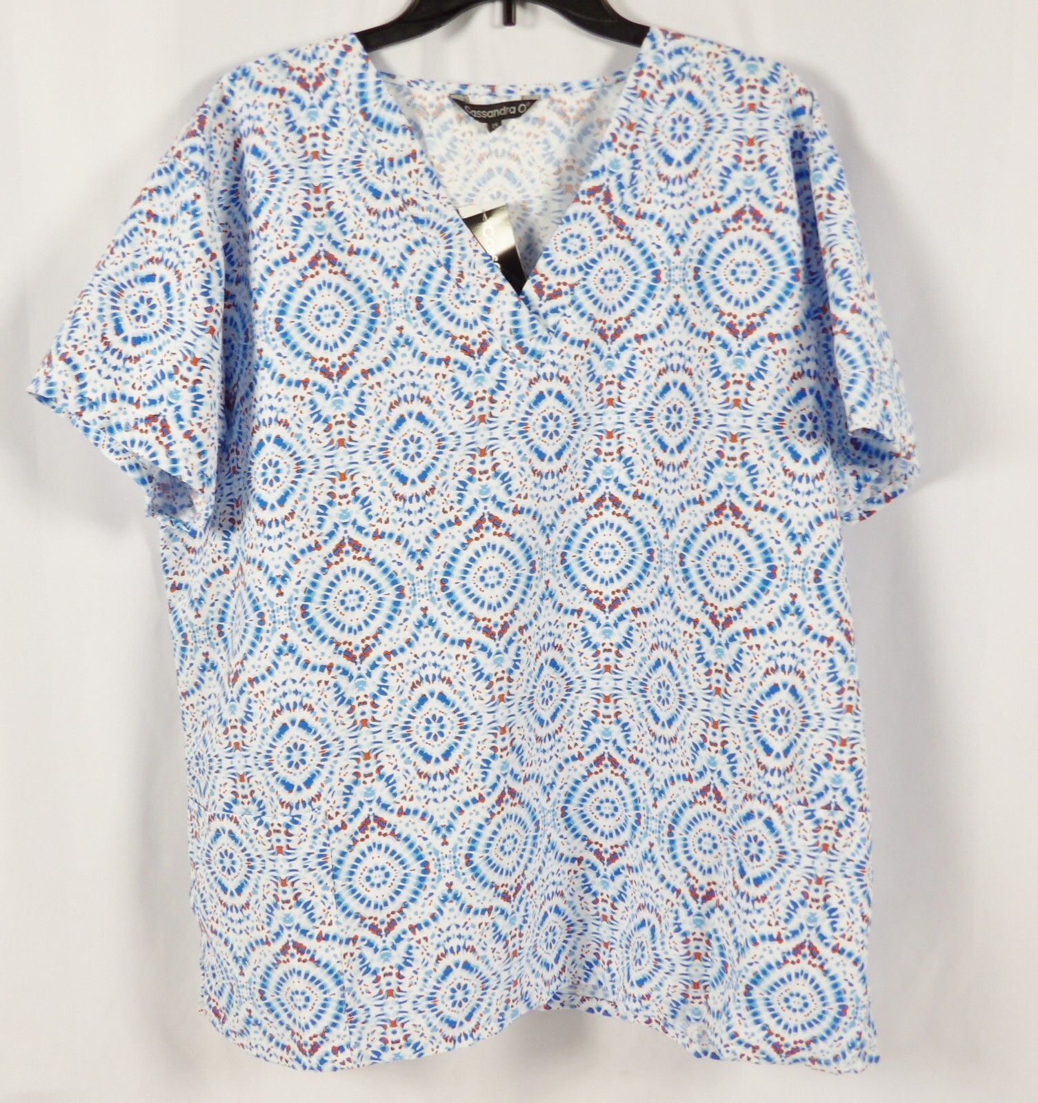 Cassandra O V-Neck Plus Size 2XL Patterned Scrub Top NWT