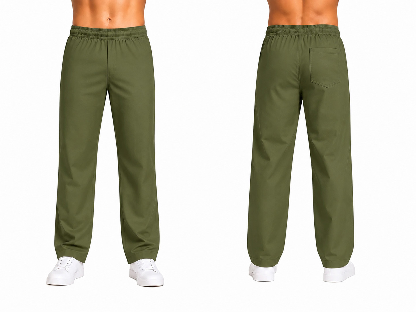 Men’s Medical Scrub Pants Straight Leg 3 Pockets Elastic Waist Uniform