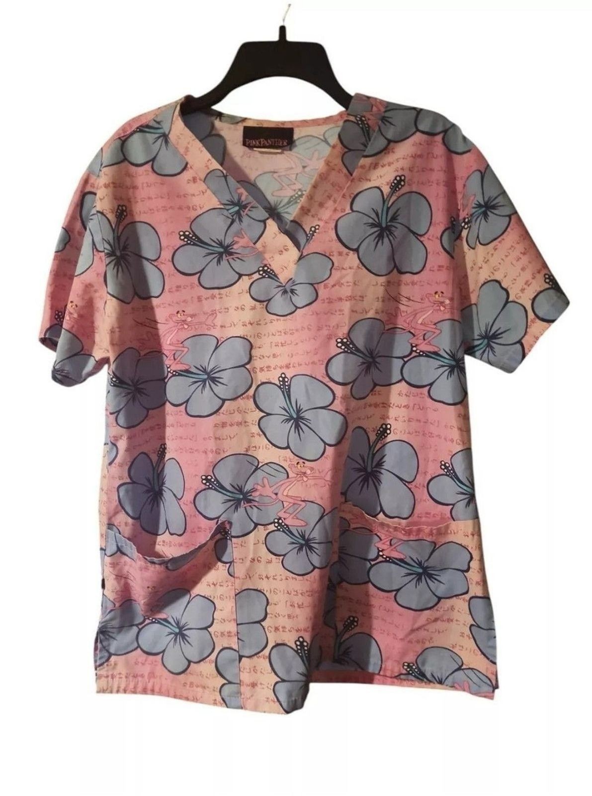 Pink Panther Women’s Scrub Top Smock Work Shirt Size Small