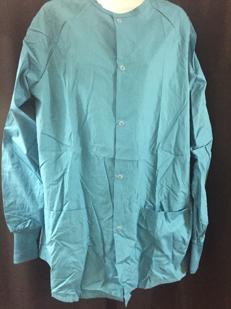ONE NEW FASHION SEAL Scrub Top Long Sleeve Shirt Teal w/Snap Buttons Large