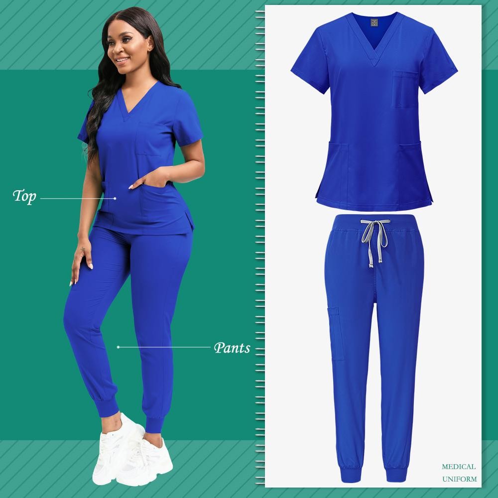 Unisex Medical Scrubs Set Nurse Uniform Spa Vet Dental Clinic Work Clothes S-XXL