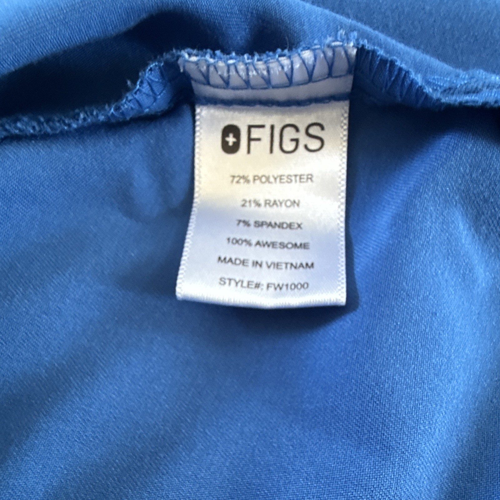 FIGS Technical Collection Women’s Royal Blue V-Neck Scrub Top Size Large