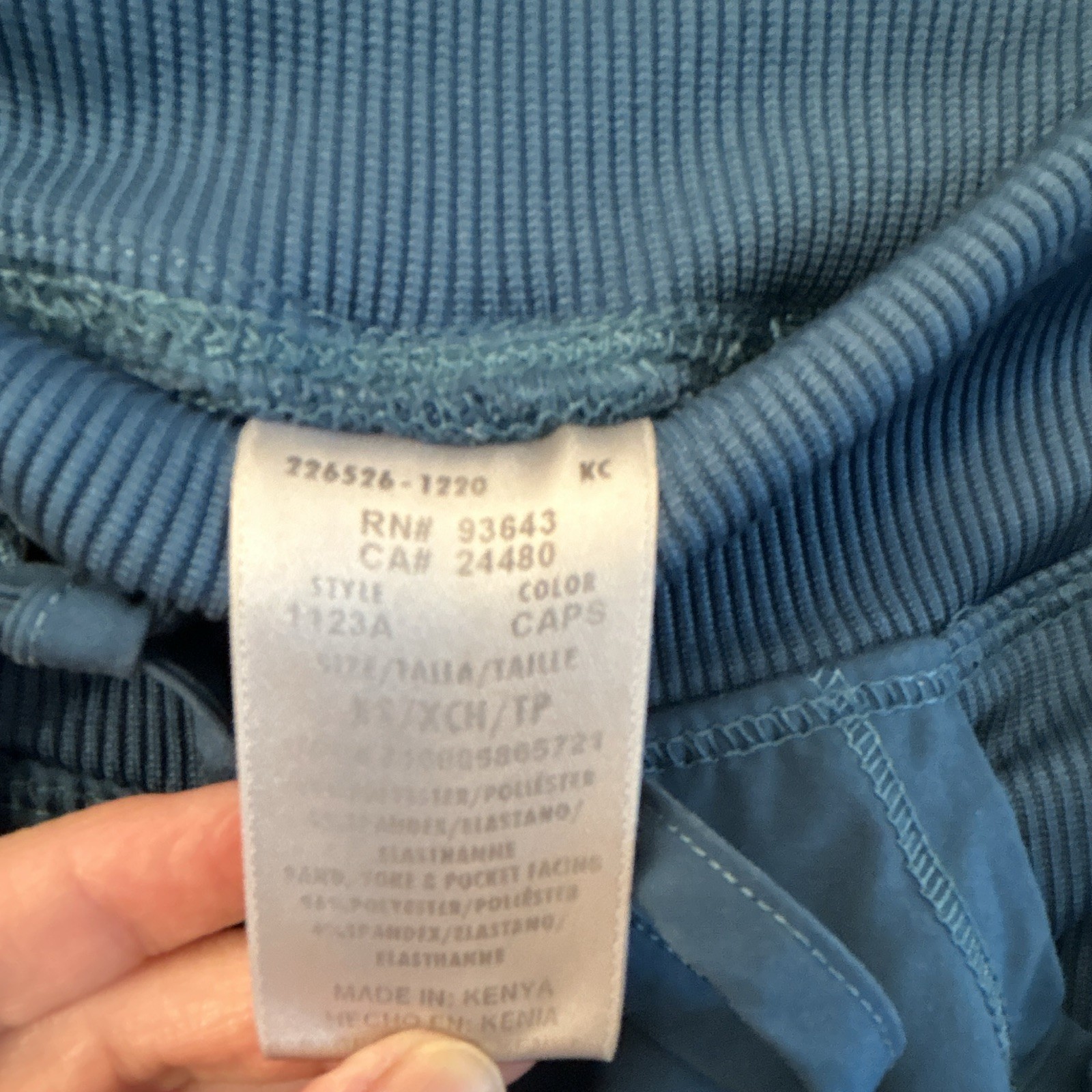 Figs Women’s Teal Blue Solid Knit Scrub Pants Drawstring w/ Pockets Size S