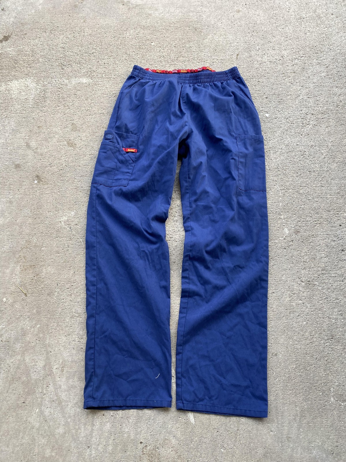 Dickies Pants Mens M Blue Medical Scrub Elastic Waist Pocketed Cotton Blend CNA