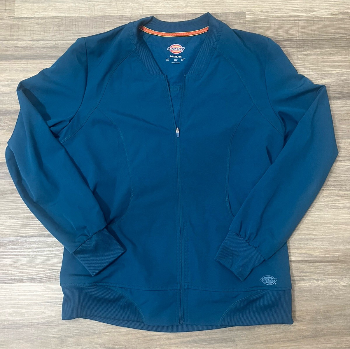 Dickies DK330 Scrub Jacket Medium Caribbean Blue Zip Front Stretch Women