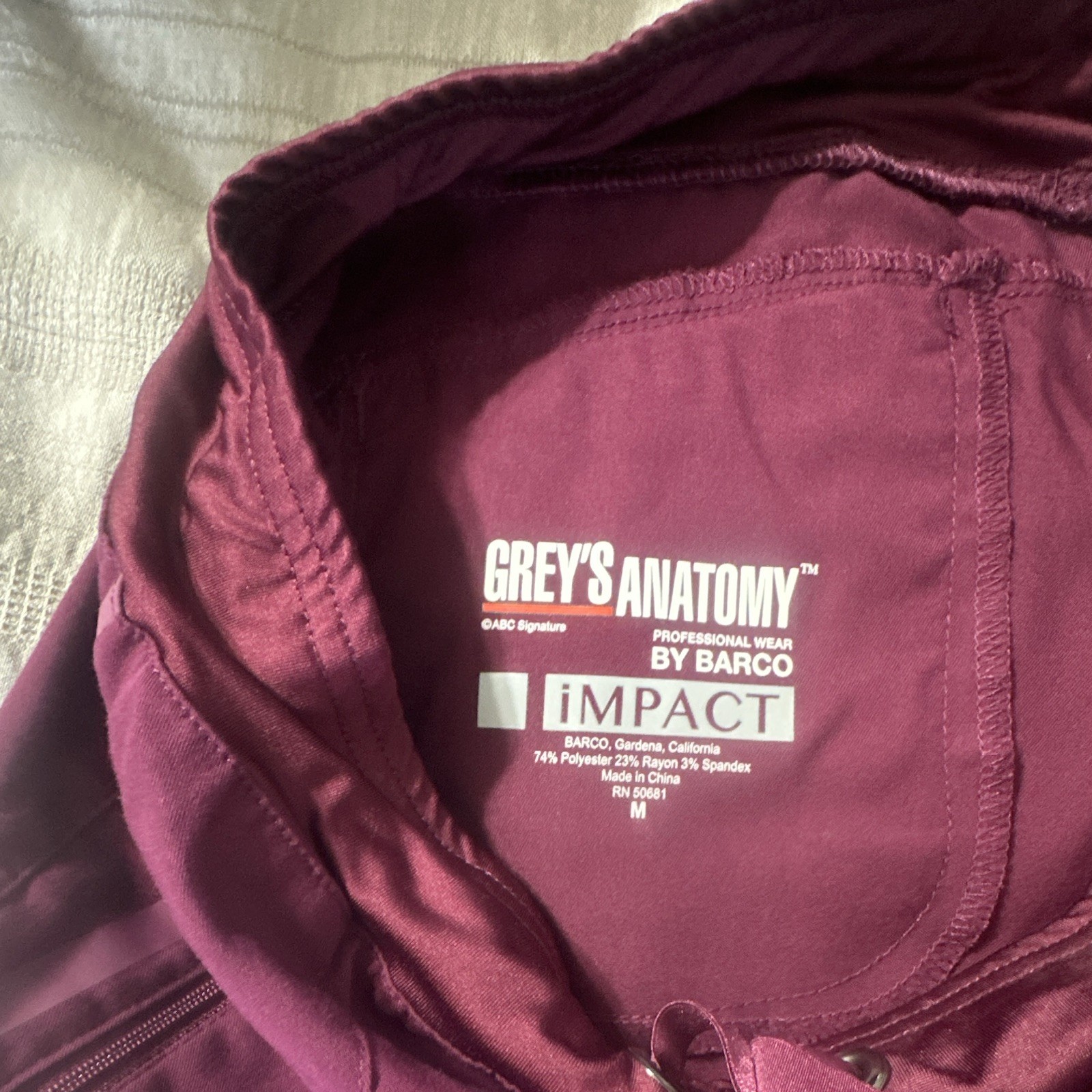 Grey’s Anatomy Impact Women’s Burgundy Scrub Pants Size M Poly/Rayon/Spandex