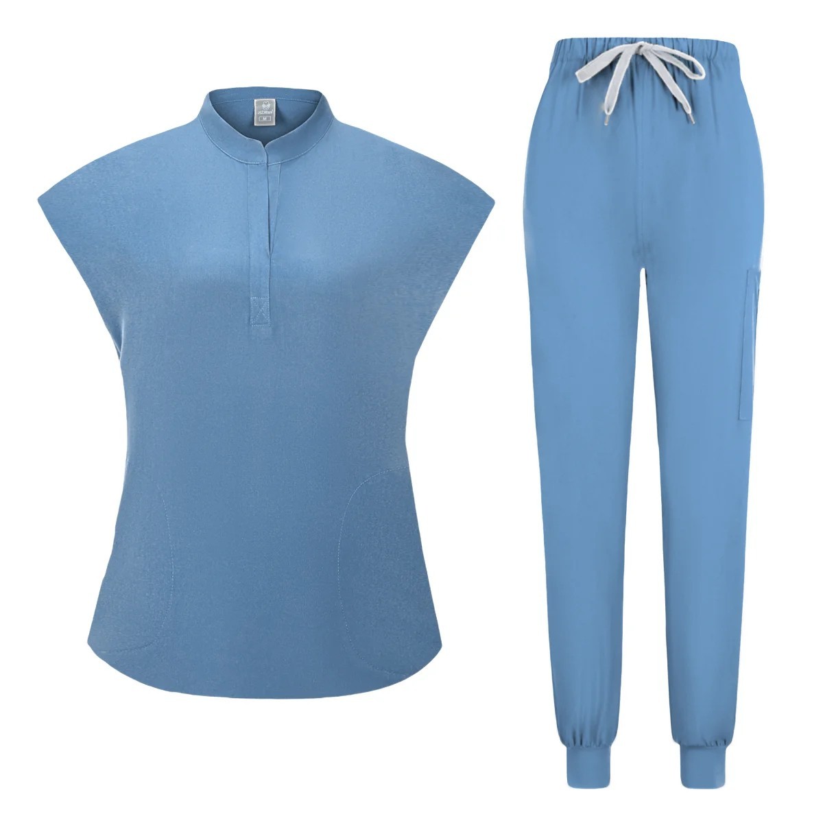 Women’s Sleeveless Medical Scrub Set Nursing Uniform Top Jogger Pants