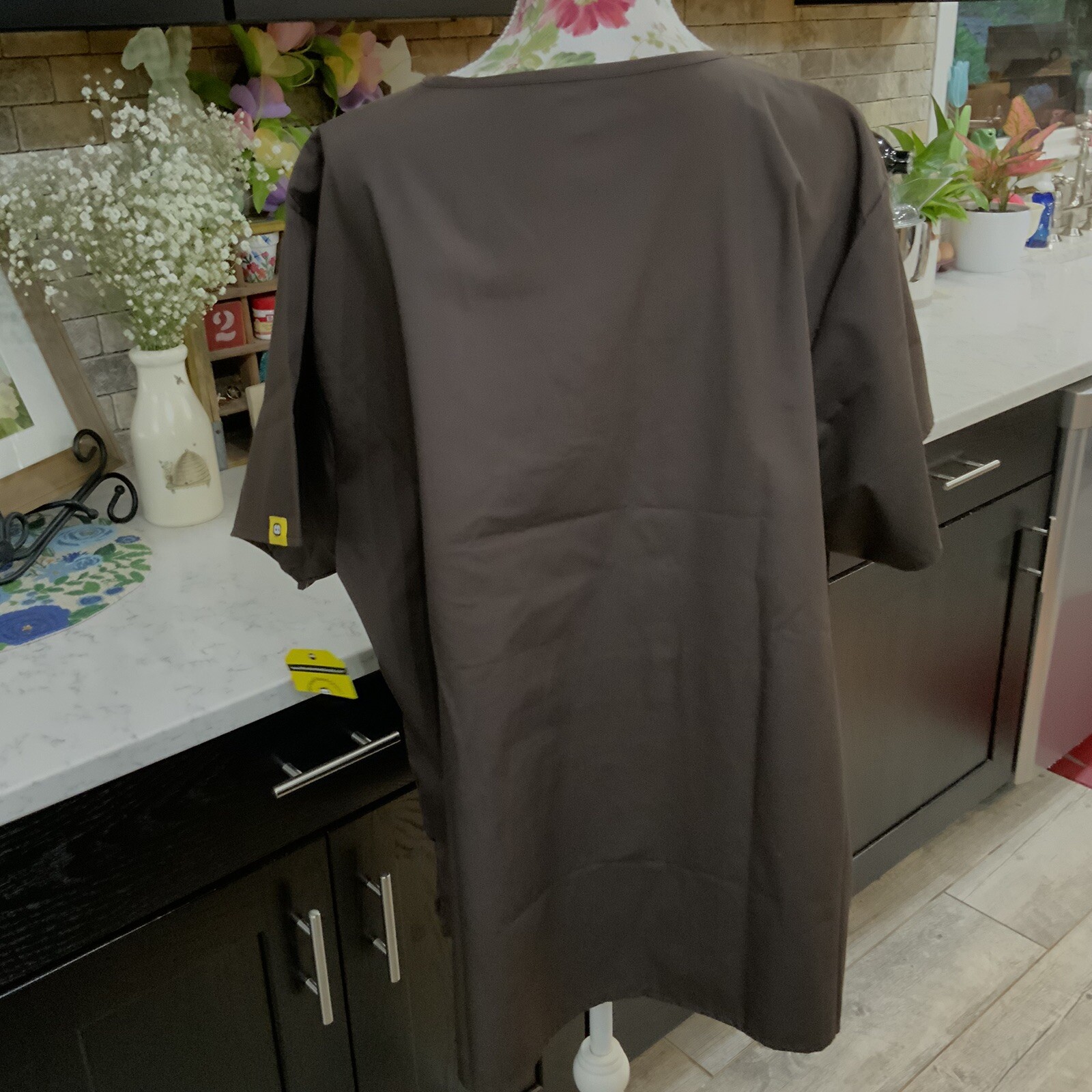 WonderWink Scrub Top Mock Wrap Style 6056 Womens 3X V Neck Brown New W/Tags