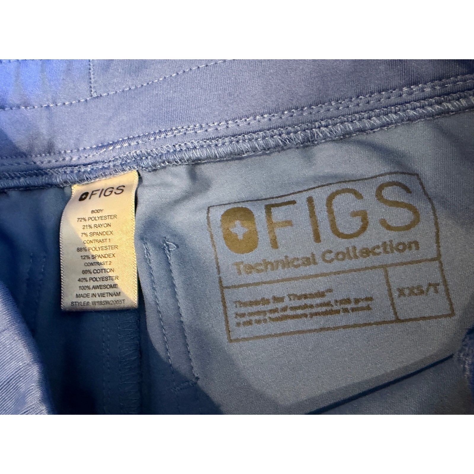 FIGS Scrub Jogger Pants Bottoms XXS Tall W18SW2005T Zamora 1337 Blue Womens 2XS