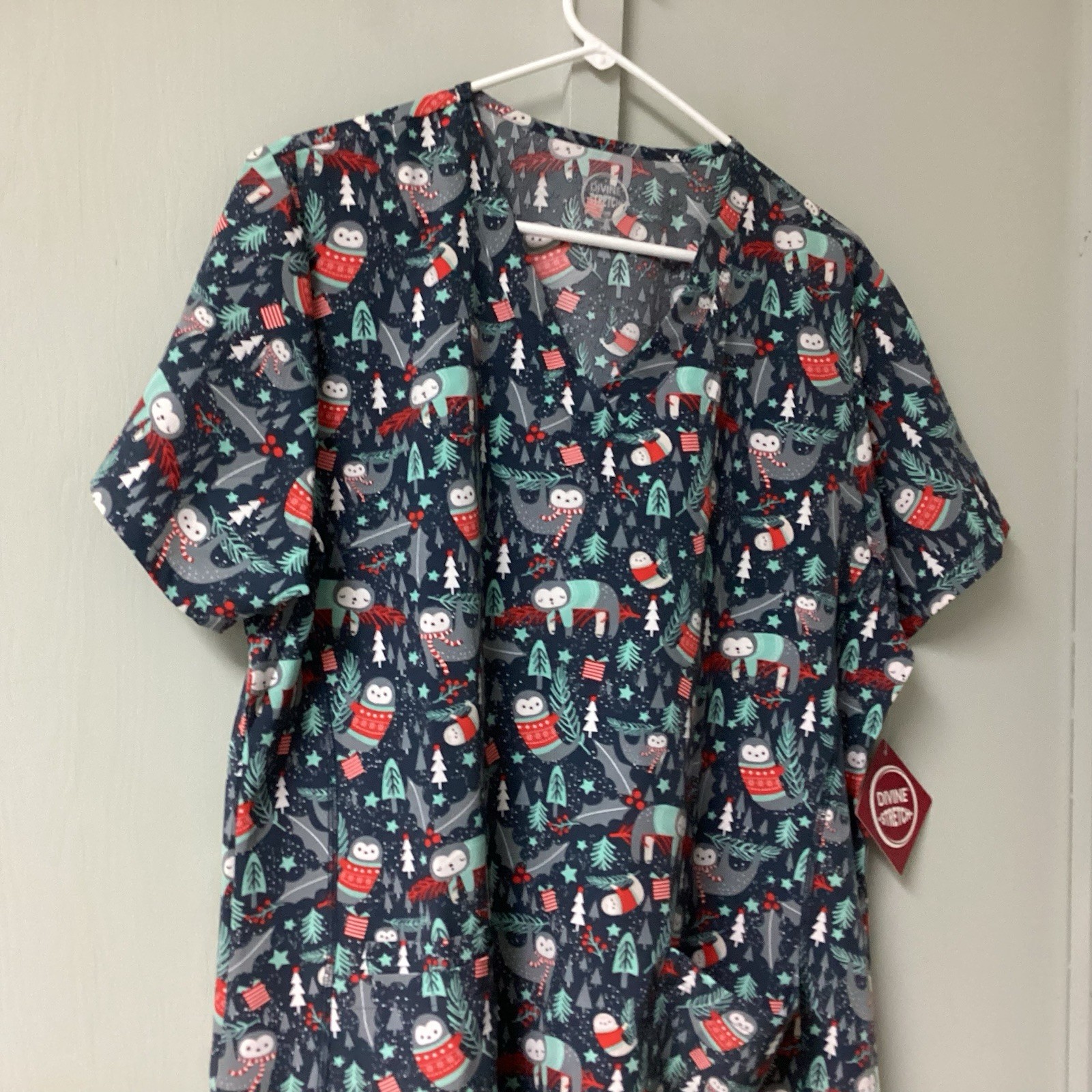 Divine Stretch by JDM Short Sleeve Plus Size 2X Winter Snow Polyester Blend New