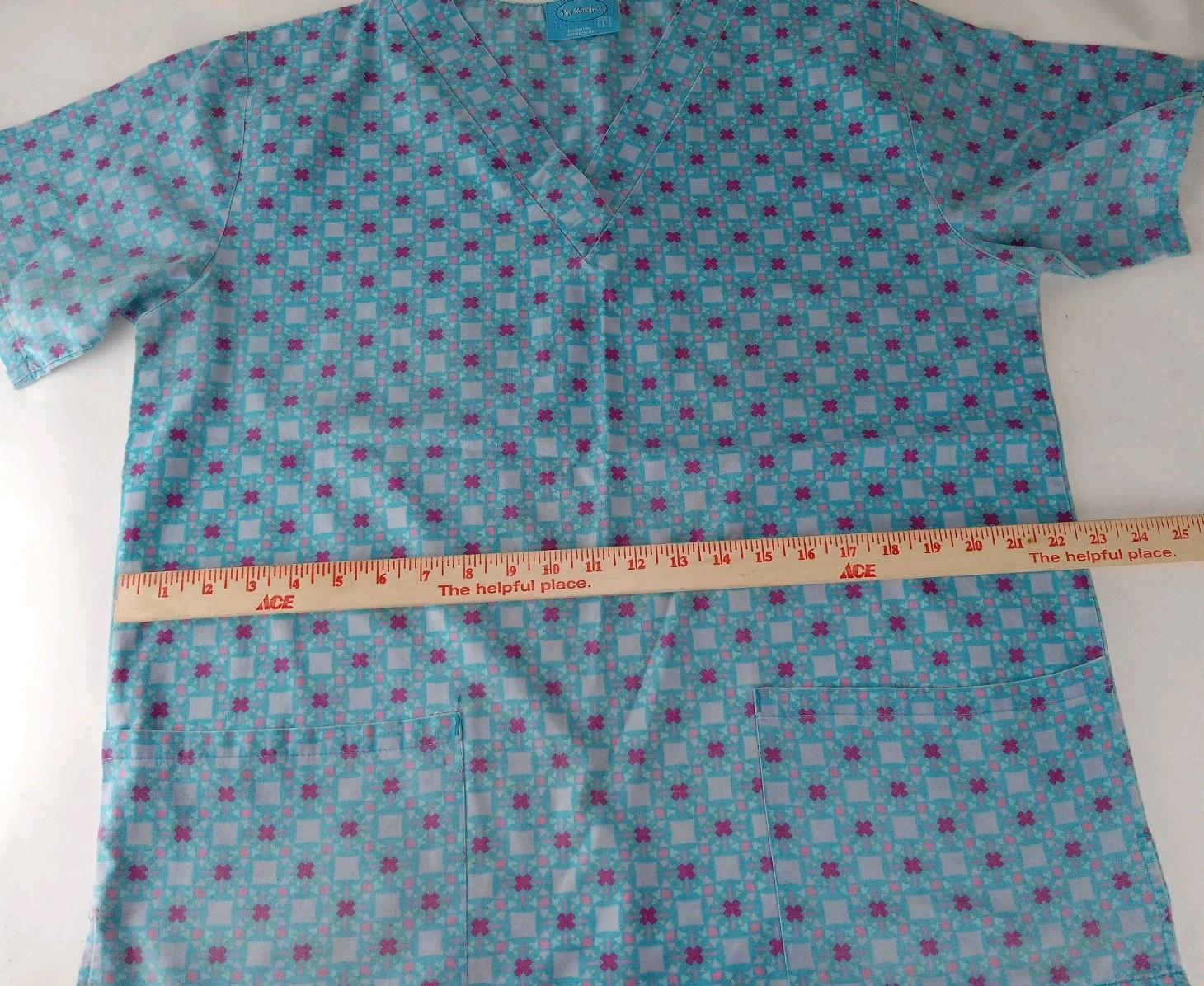 Lot of 2 Carol’s Scrubs, The Scrubs Co Women’s Size Large V-Neck Top