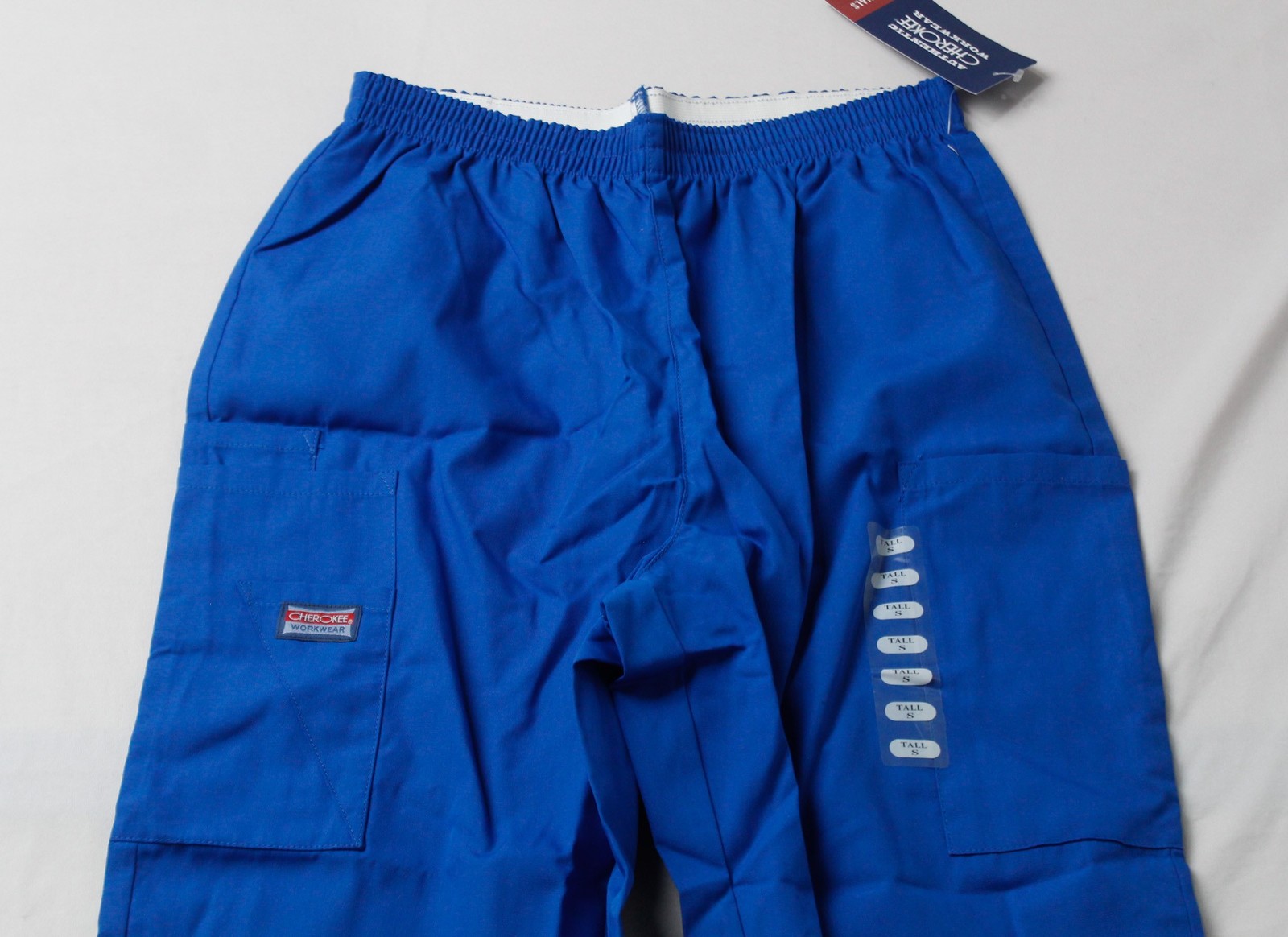 Cherokee Women’s Tall Elastic Waist Utility Scrub Pants MS7 Royal Blue Small NWT