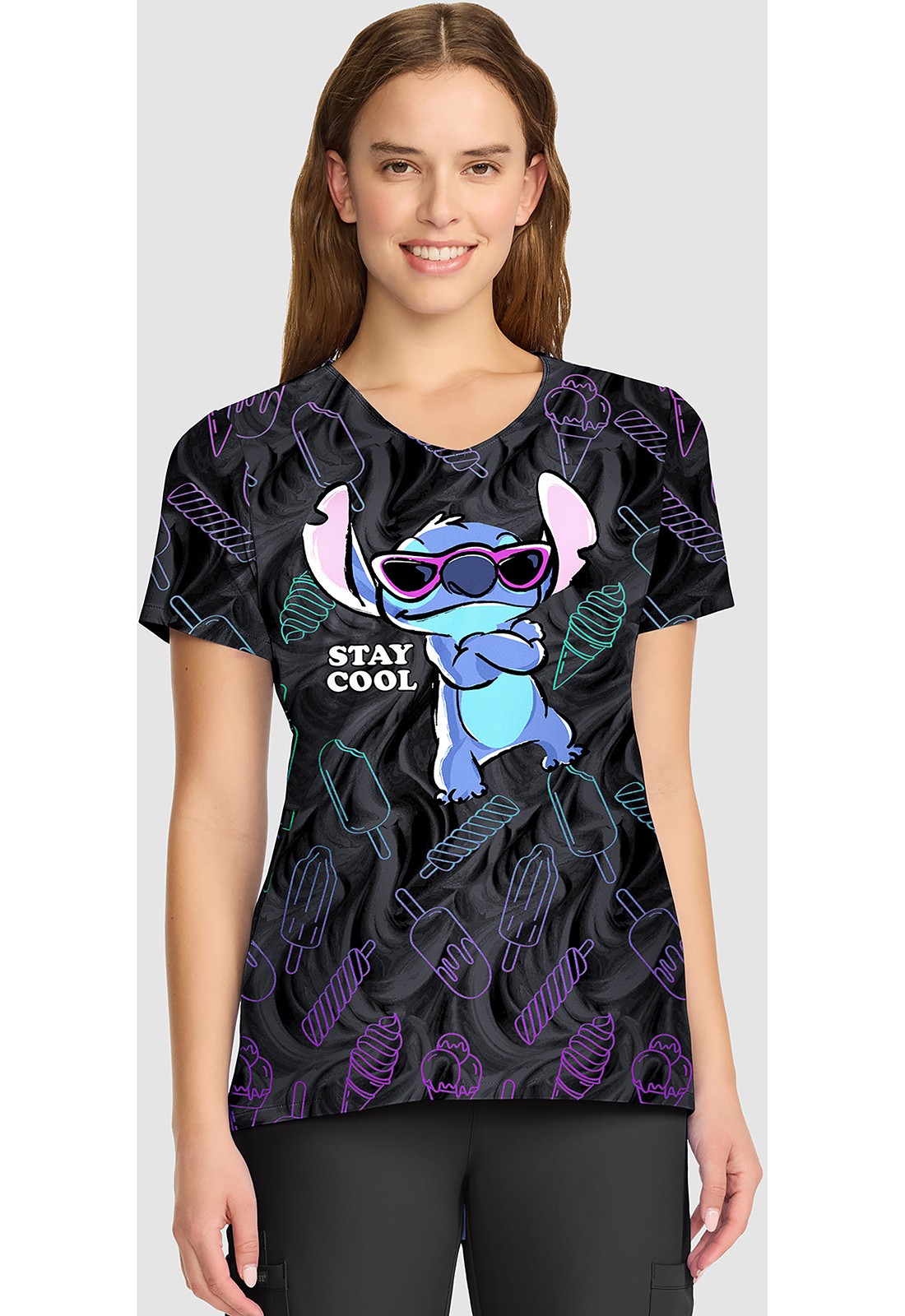 Lilo and Stitch Cherokee Scrubs Tooniforms Disney V Neck Top TF626 LHAY
