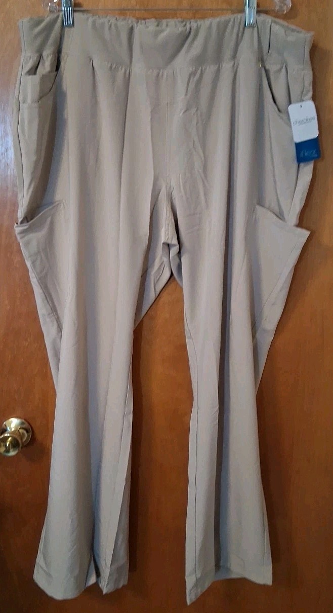 Cherokee iFlex Beige Scrub Pants Women’s 3XL x 31″ Long Pull-On Comfort Wicking