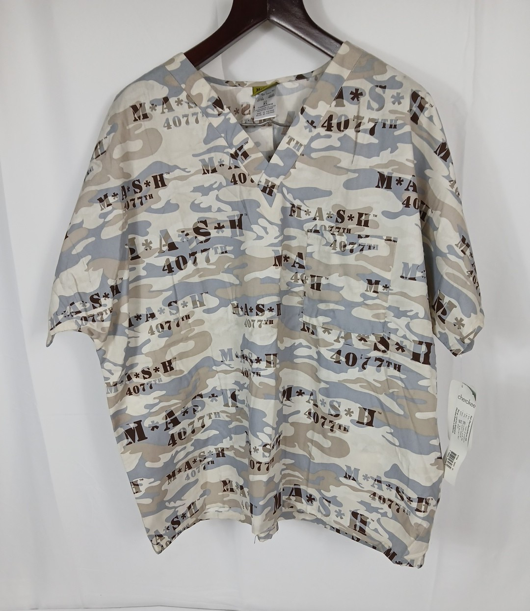 Cherokee Scrub Shirt Sz XL MASH 4077TH Camo Unisex Beige Tan Gray New