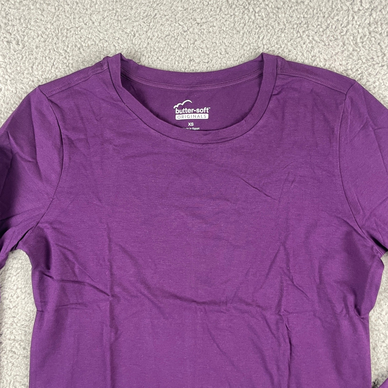 Butter-Soft Originals Women’s XS Purple Cotton Long Sleeve Crew Neck Underscrub