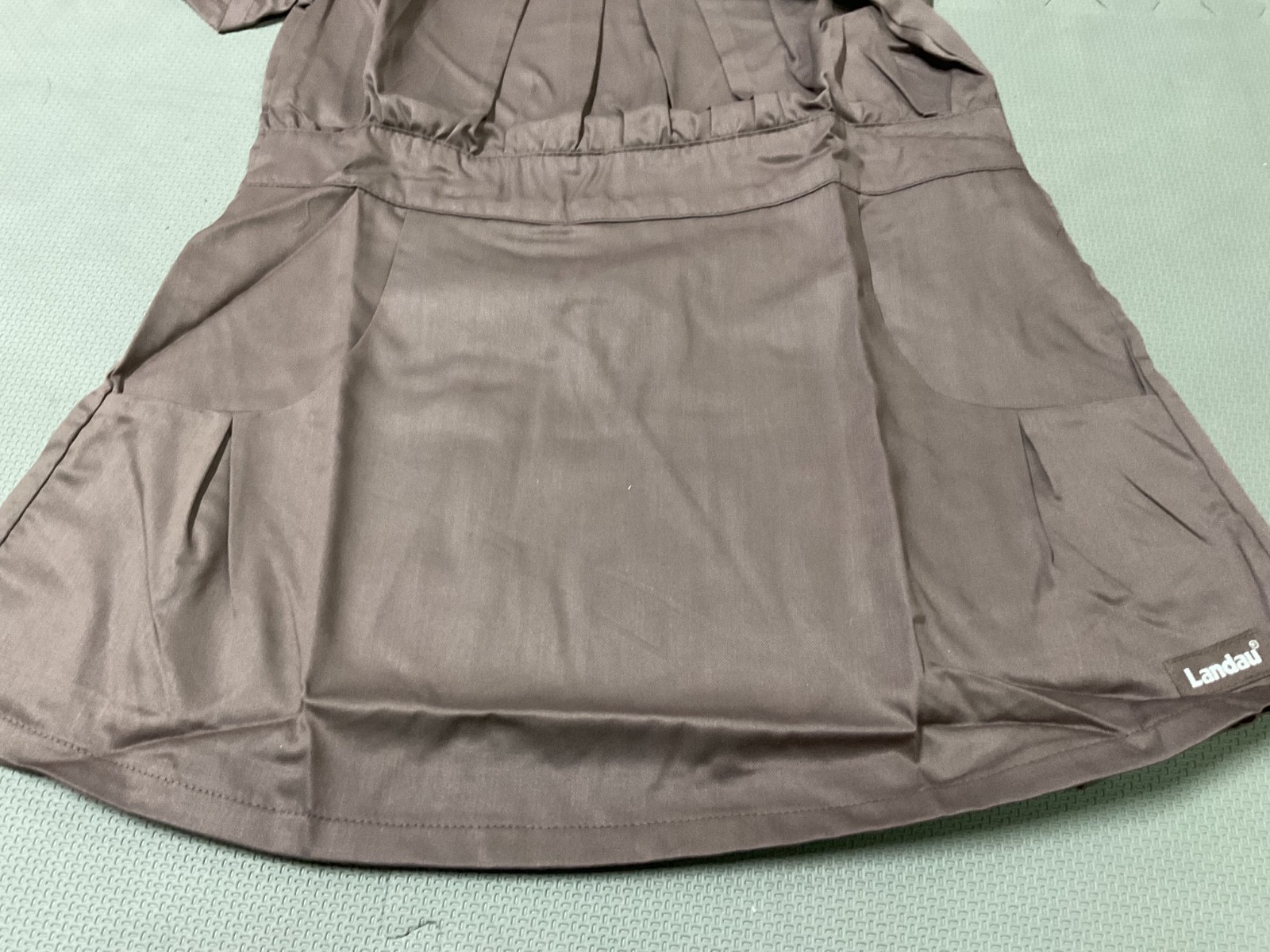 Landau SCRUB SHIRT Tencel MUSHROOM BROWN Soft Pleat Top 8418 XS Short Sleeve NEW