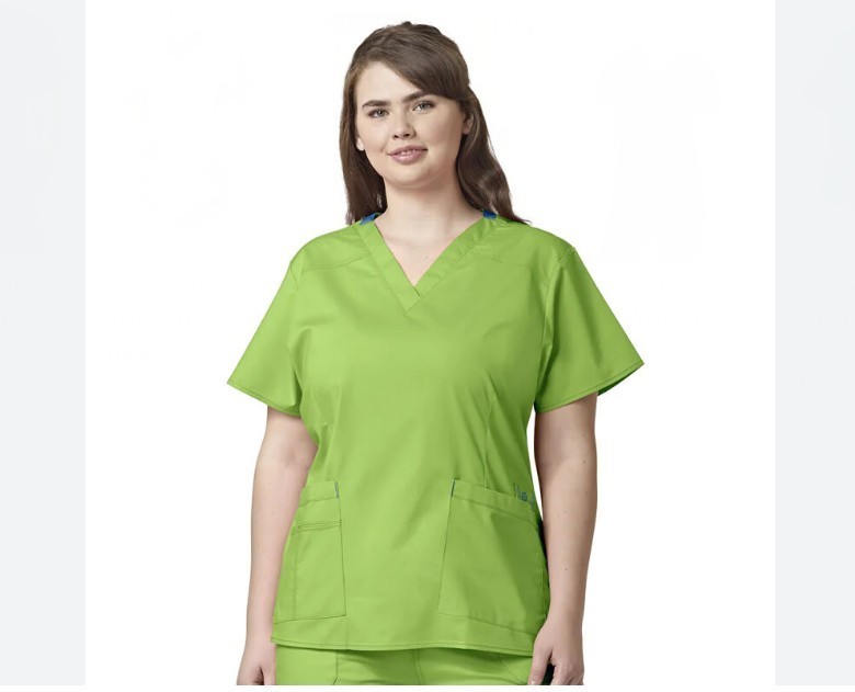 WONDERWINK Wonderflex Pockets Women’s Short Sleeve Scrub Top -LARGE -Green 6108A