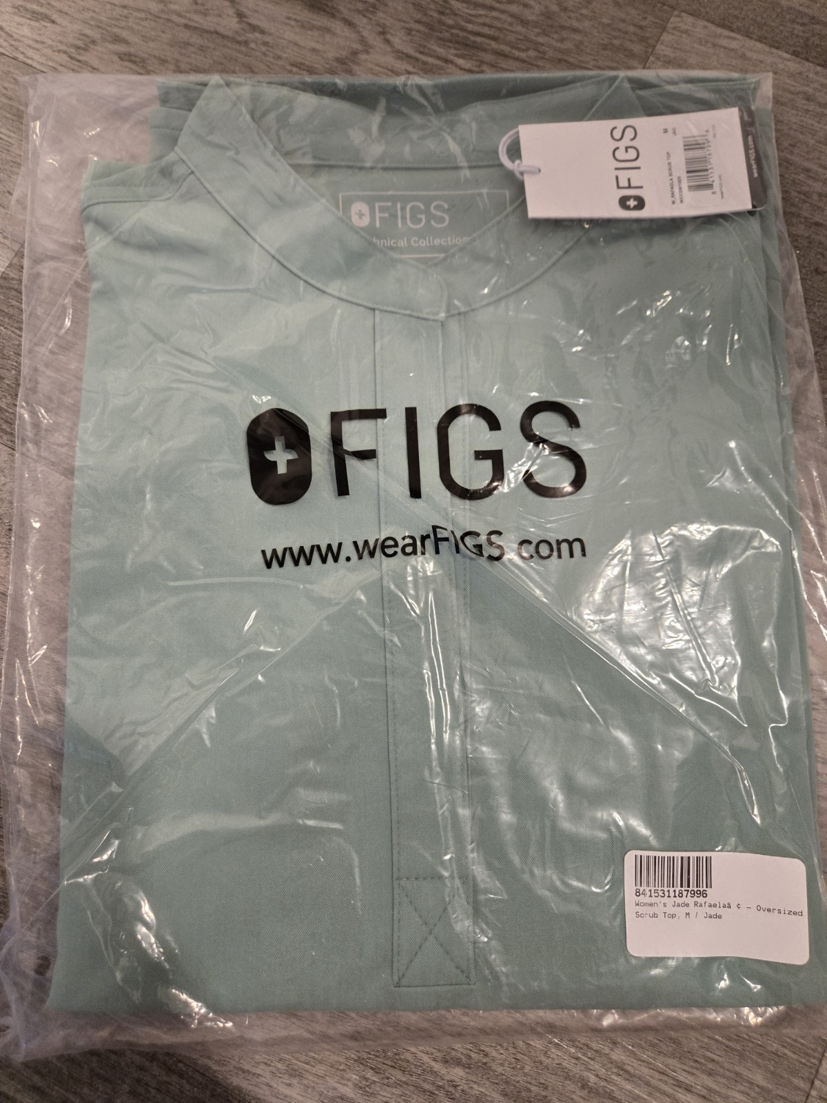 Figs Rafaela Scrub Top Mandarin Collar Jade Green Women M