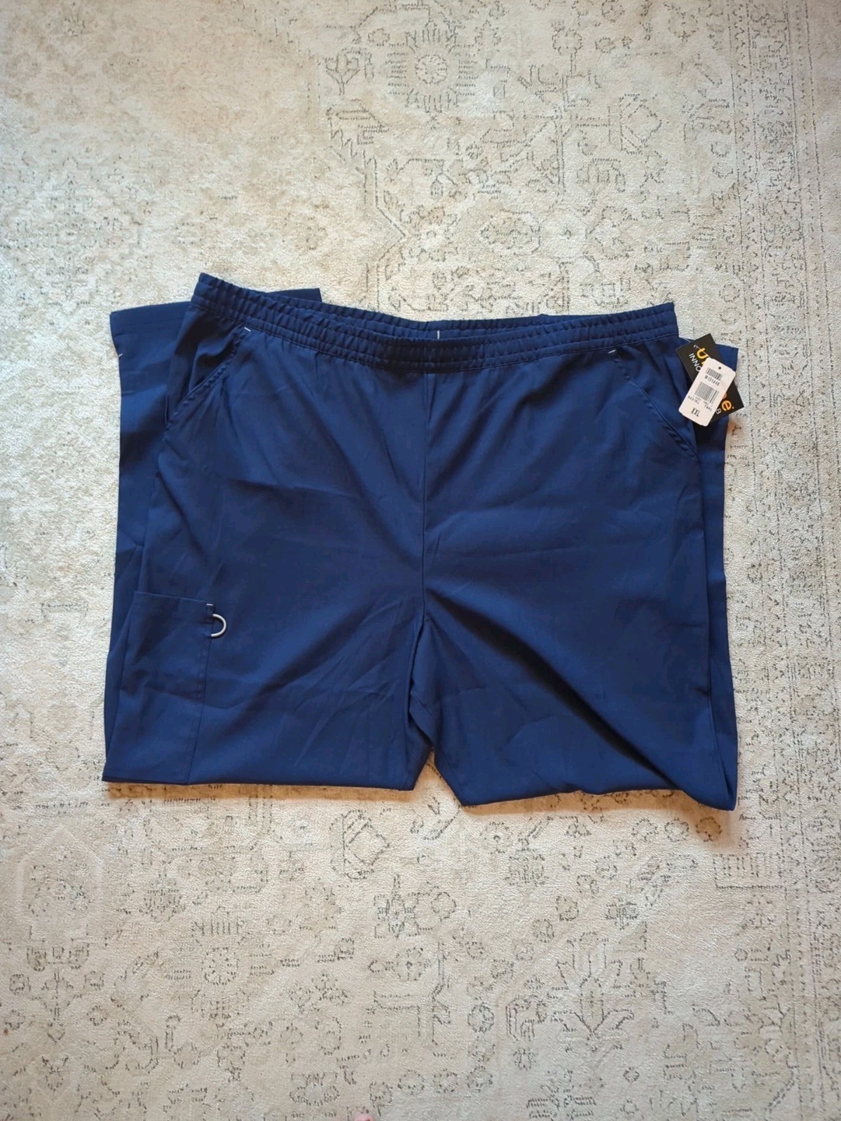 Urbane Landau Women’s XXL Straight Leg Cargo Scrub Pants NAVY BLUE