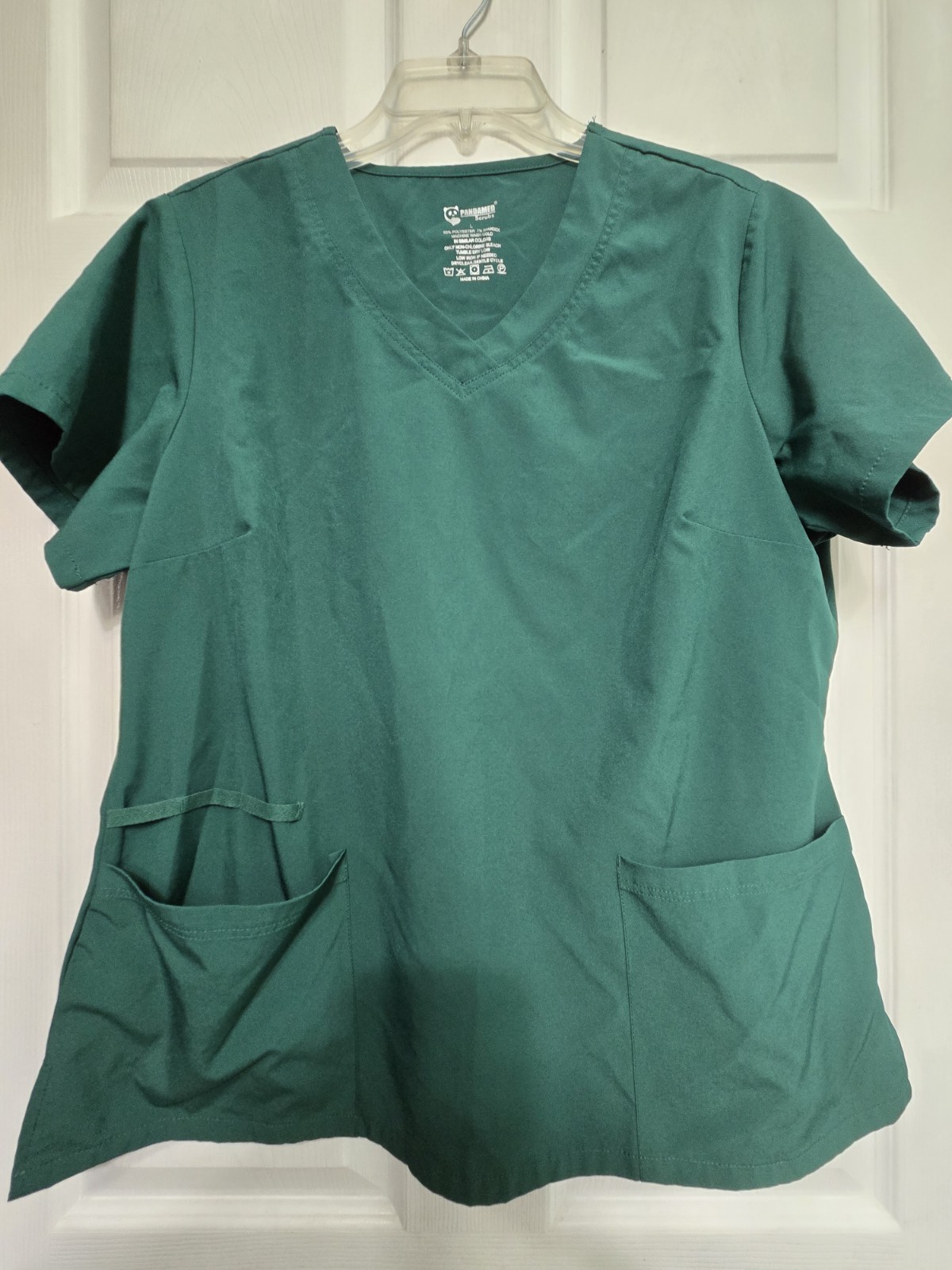 PANDAMED Scrub Top size L-Green V-Neck -Chest 22.5″/L 27″