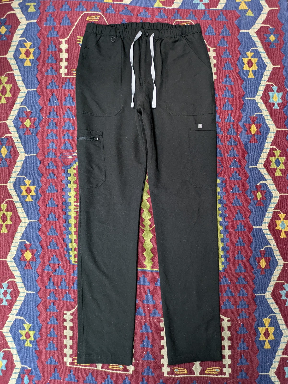 Figs Cairo Cargo Scrub Pants, Large Tall / 32-34×36, Black