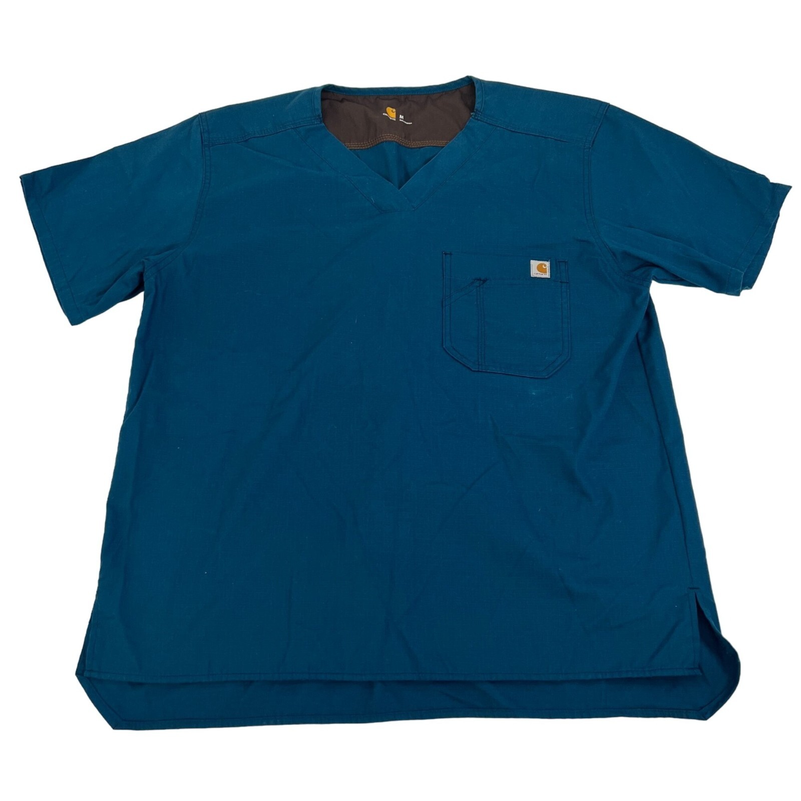 Carhartt Men’s V-Neck Utility Scrub Top Teal Pocket Size M