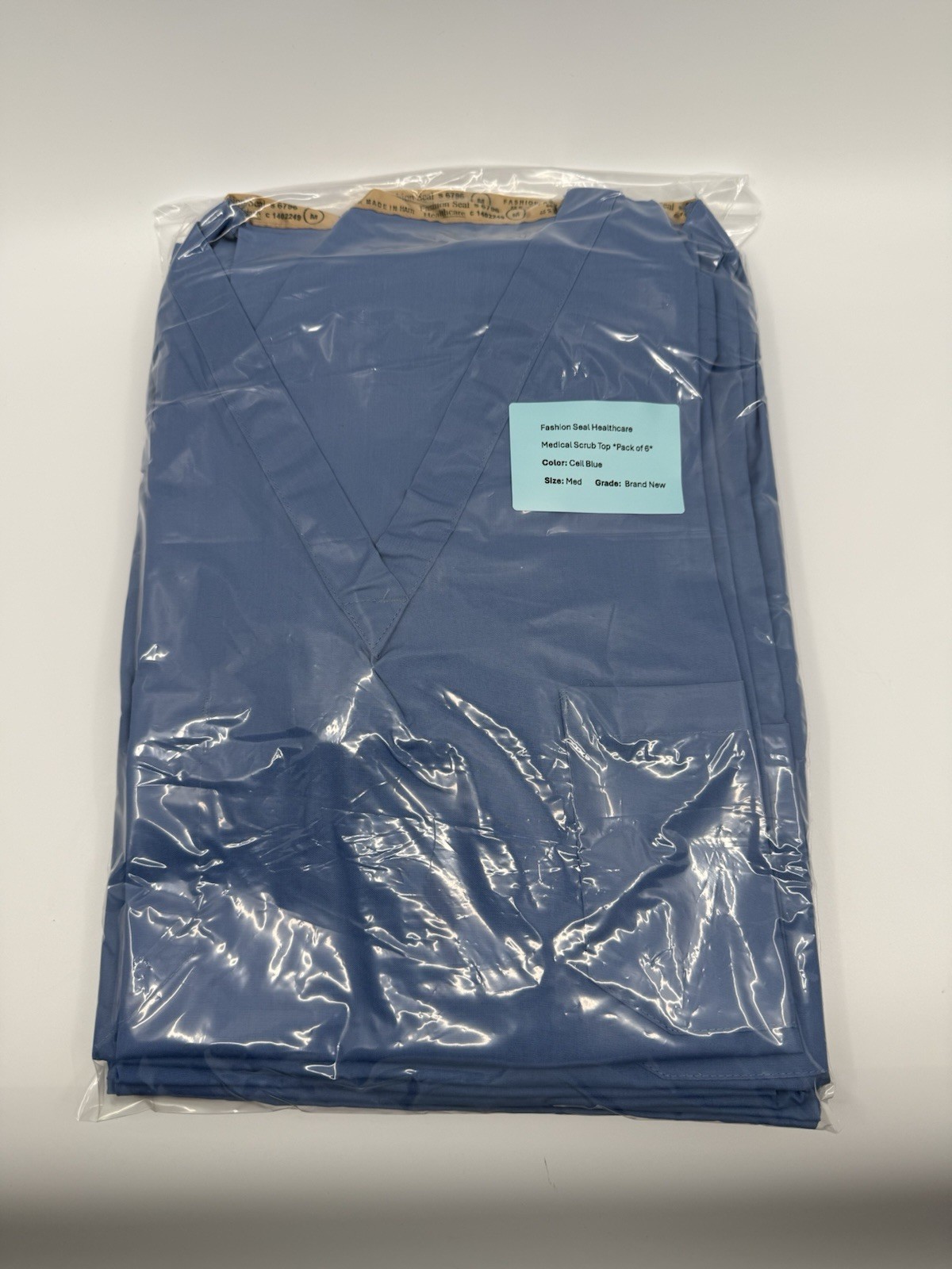 * BRAND NEW* Fashion Seal Healthcare Blue Scrub Top-Medium Pack Of 6