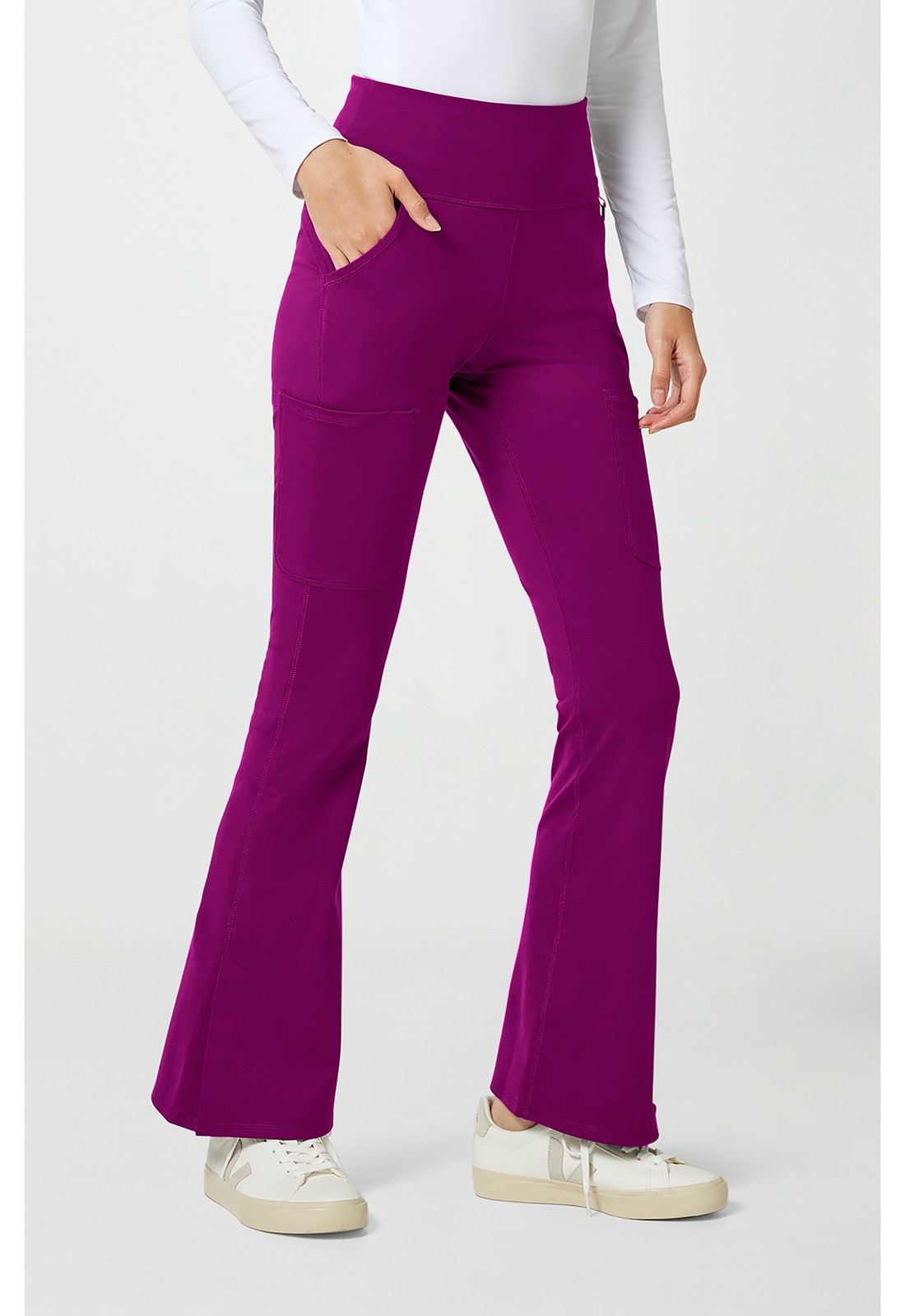 Scrubs Women’s Med Couture AMP MC150 Flare Leg Yoga Pant Plum Royale PLRO