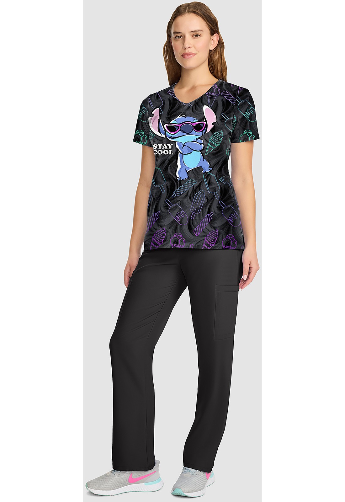 Lilo and Stitch Cherokee Scrubs Tooniforms Disney V Neck Top TF626 LHAY
