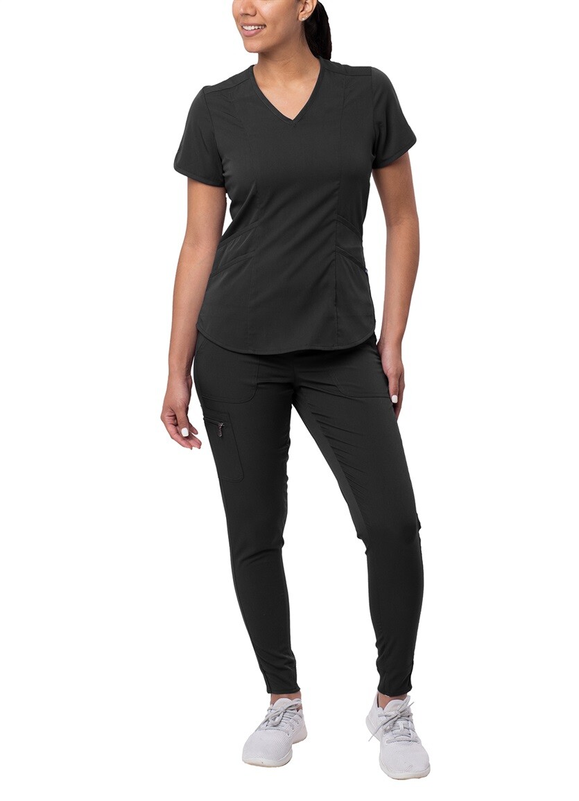 Adar Pro Modern Athletic Women Modern V-Neck Scrub Top & Scrub Pants