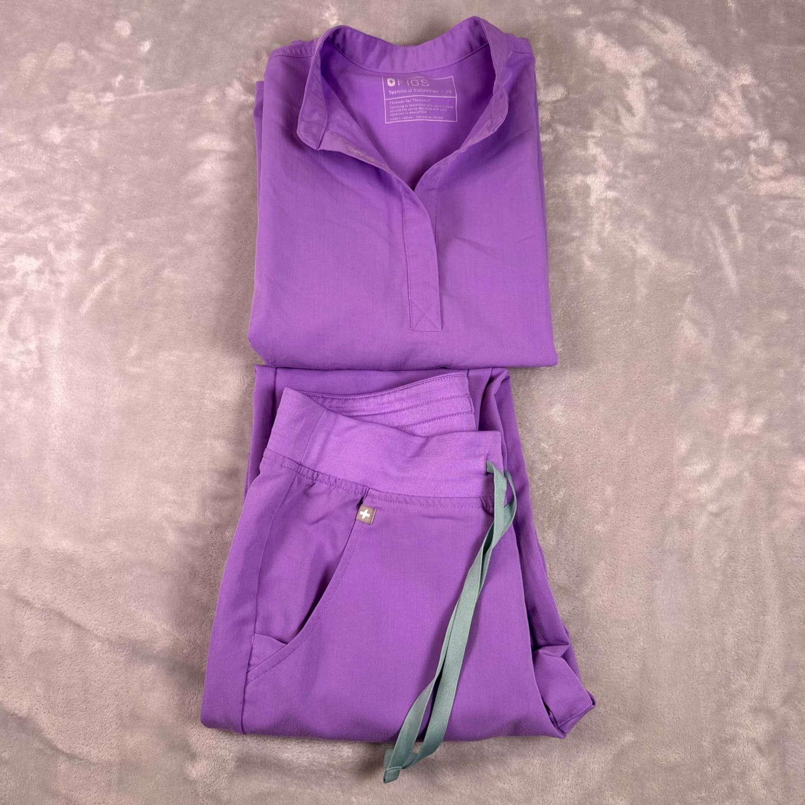 FIGS Technical Collection Purple Scrub Set Sleeveless Top & Jogger Womens S*