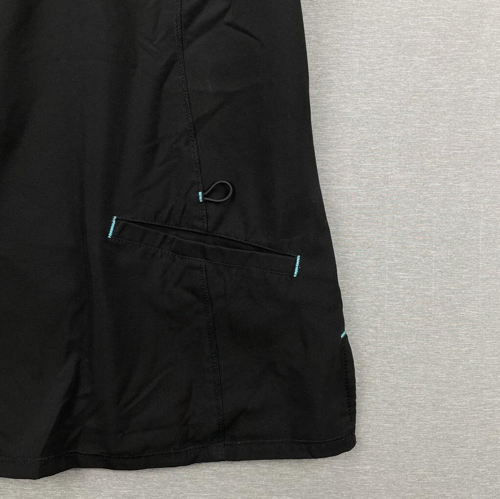 SCRUBSTAR Performance Scrub Top XS Black Mock Wrap V Neck Pockets Stretch #841