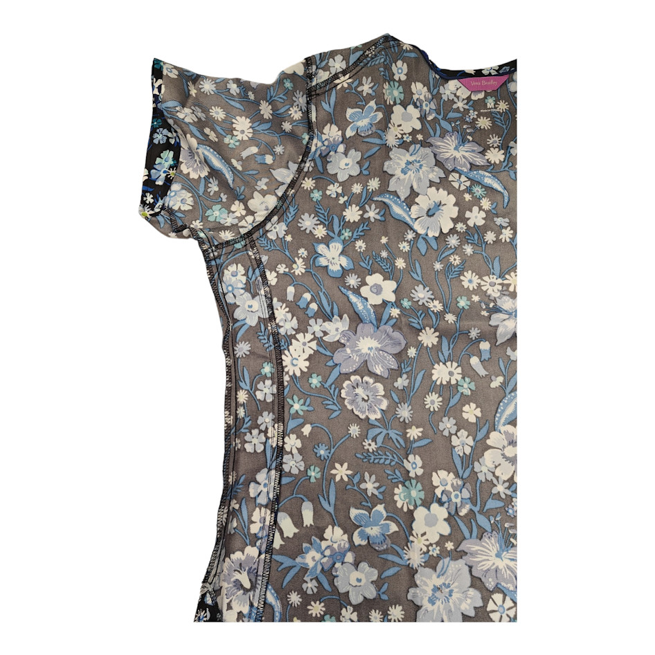 Vera Bradley Halo V6117 MGB Moonlight Garden Black V-Neck Print Scrub Top