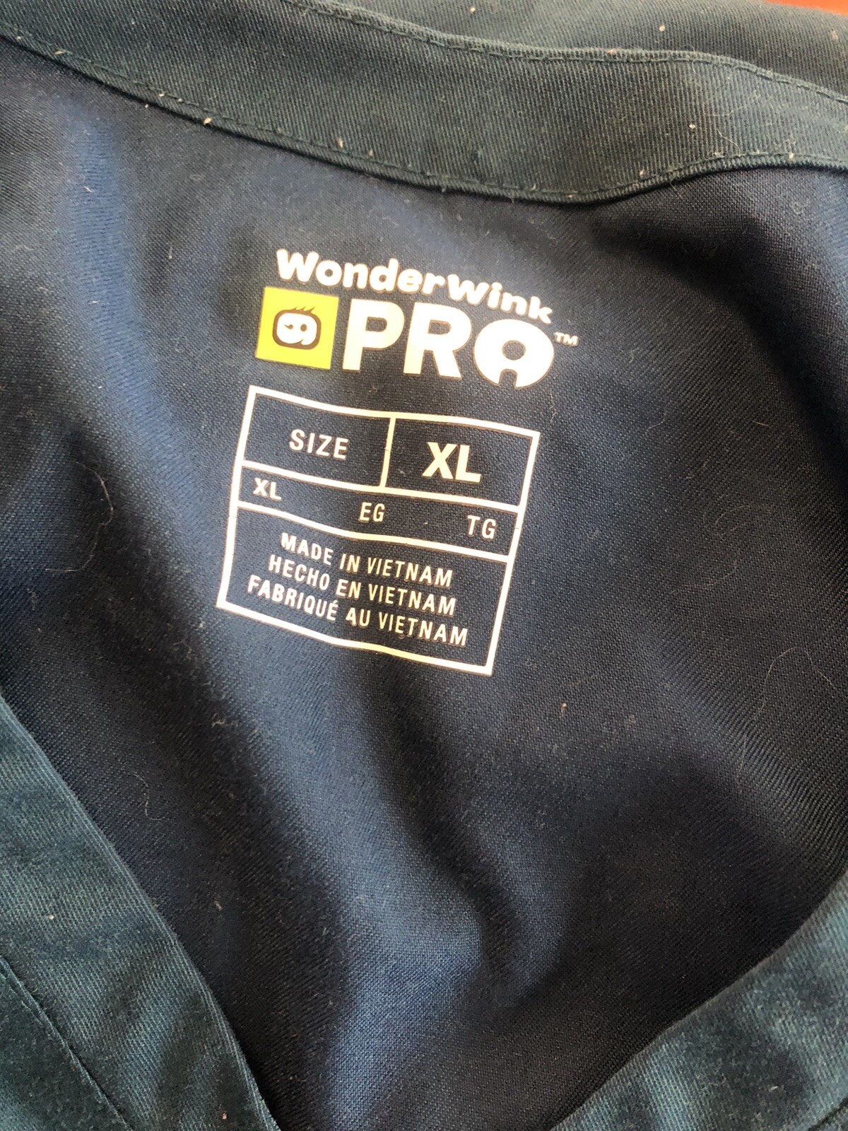 Wink WonderWink Pro Scrub Nurse Top 6319 4 Pocket V-Neck Teal Blue XL