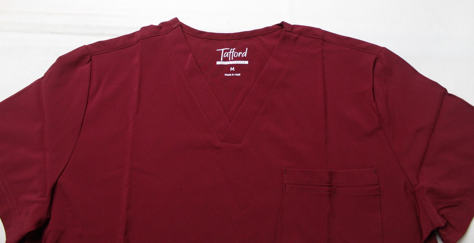 Tafford Women’s Solid Active Stretch Pocket Scrub Set EJ3 Wine Medium NWT