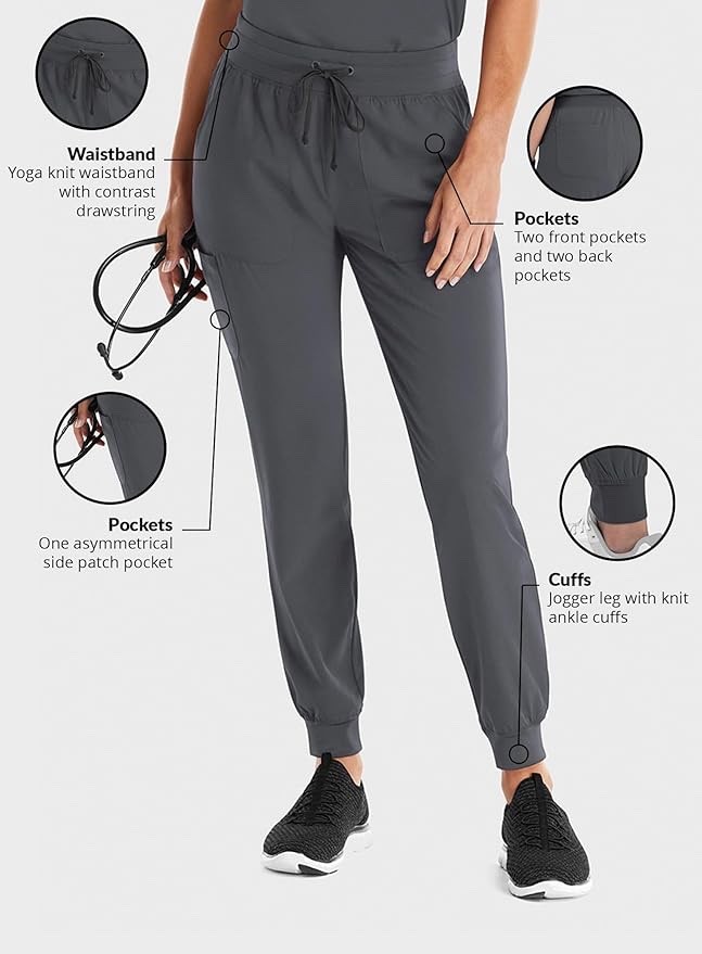 Maevn Women’s Yoga Waist Jogger Scrub Pants 8520 Matrix Impulse Sizes XXS to 3XL