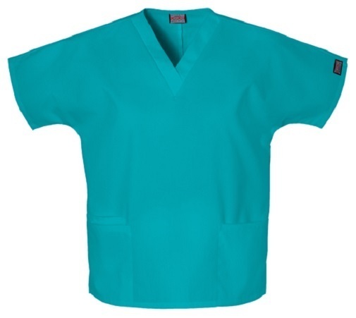 Cherokee Workwear Scrubs Short Sleeve Top 4700 TLBW Teal Blue Free Shipping