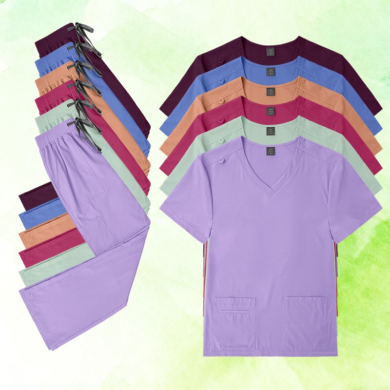 2025 New Nurse Scrub Set: Flare Pants & V-Neck Top – Breathable, Comfortable