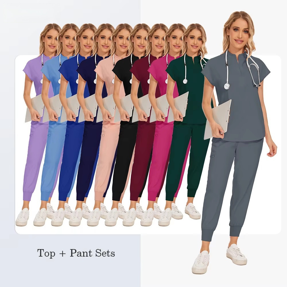 2025 Medical Scrub Set: Multi-Pocket Top & Joggers – Hospital Essentials in Fres