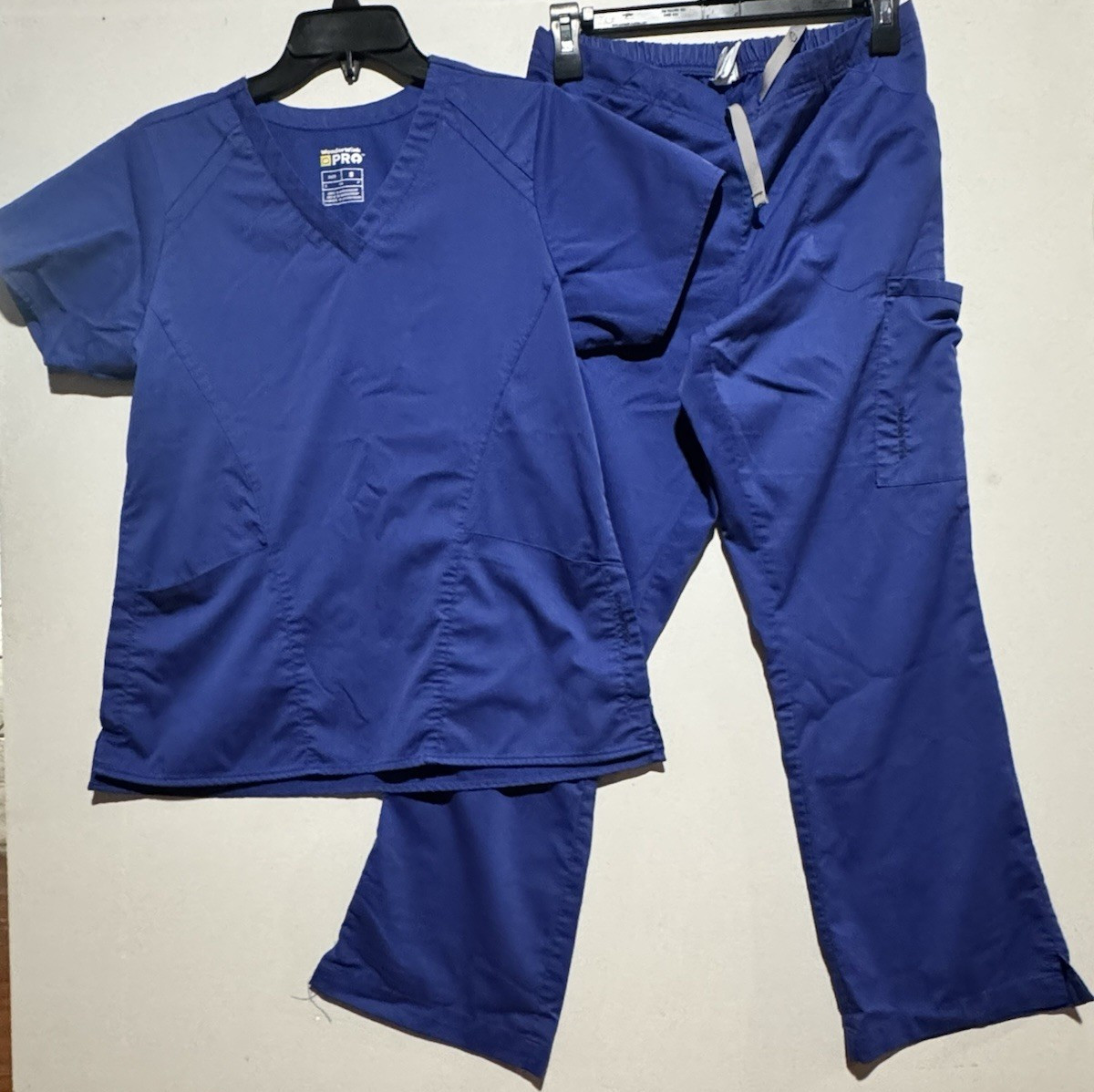 WonderWink Pro Unisex Blue Scrubs Set Size S 78% Polyester 6319 Solid