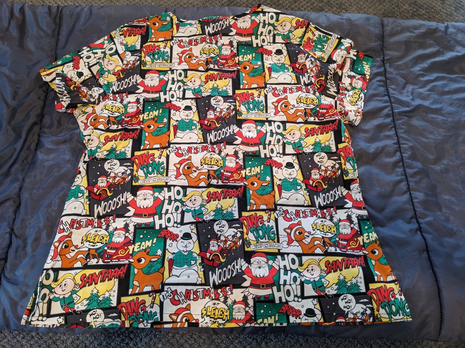 Holiday Nursing Medical Scrub Top Size XL The Rudolph Co. Rudolph Santa